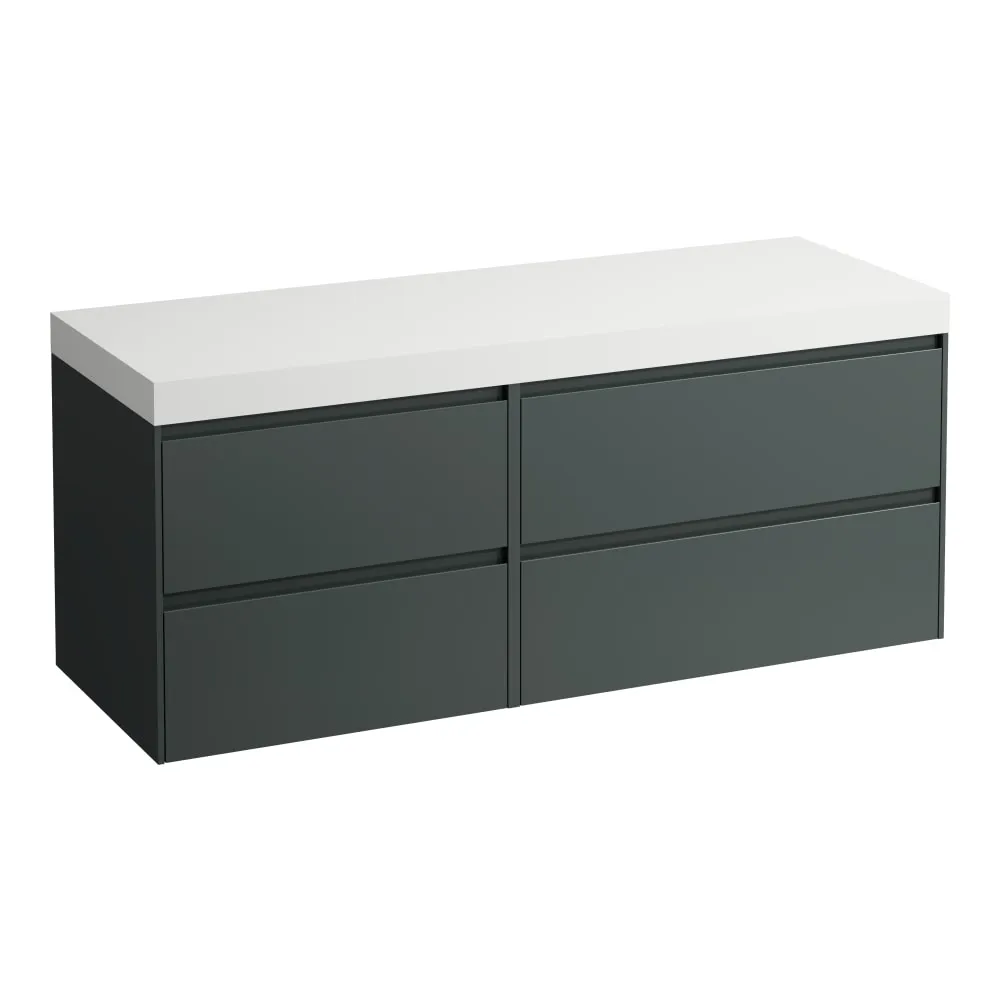 LAUFEN LANI Modulární sestava 1400, umyvadlová deska 65 mm (.260 bílá mat), bez výřezu, se 4 zásuvkami: zásuvkový element 800 pravý + zásuvkový element 600 levý 1370 x 495 x 580 mm #H4045811122661 - 266 - Šedá traffic