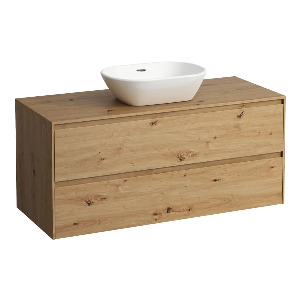 LAUFEN LANI Zásuvkový element 1200, se 2 zásuvkami, s výřezem uprostřed, top 12 mm 1180 x 495 x 525 mm #H4043311122671 - 267 - Divoký dub