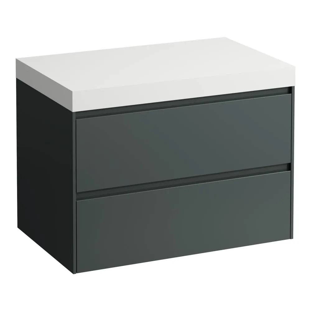 LAUFEN LANI Modulární sestava 800, umyvadlová deska 65 mm (.260 bílá mat), bez výřezu,se 2 zásuvkami 785 x 495 x 580 mm #H4045501122661 - 266 - Šedá traffic