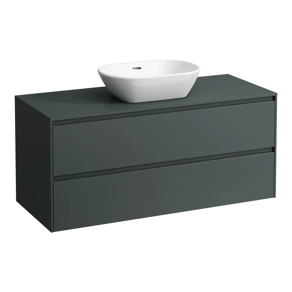LAUFEN LANI Zásuvkový element 1200, se 2 zásuvkami, s výřezem uprostřed, top 12 mm 1180 x 495 x 525 mm #H4043311122661 - 266 - Šedá traffic