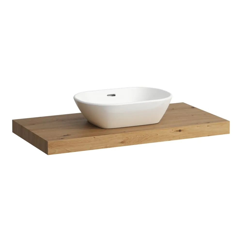 LAUFEN LANI Umyvadlová deska 1000, s výřezem uprostřed, tloušťka: 65 mm, vč. 2 nástěnných držáků 985 x 495 x 65 mm #H4046611122671 - 267 - Divoký dub