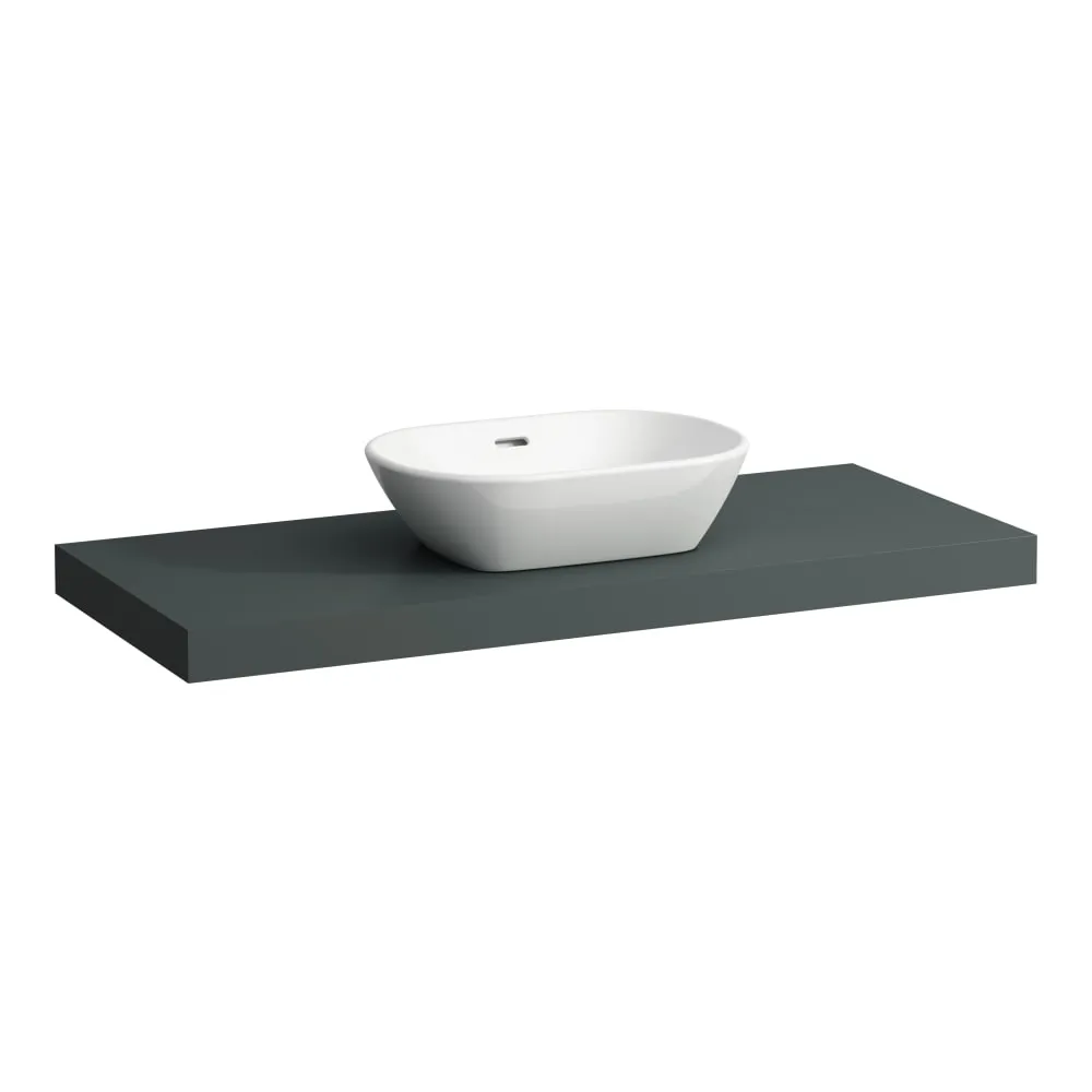 LAUFEN LANI Umyvadlová deska 1200, s výřezem uprostřed, tloušťka: 65 mm, vč. 2 nástěnných držáků 1185 x 495 x 65 mm #H4046711122661 - 266 - Šedá traffic