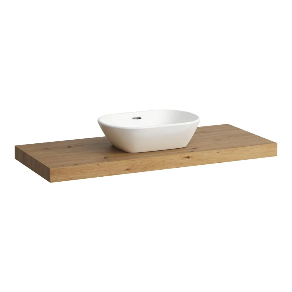 LAUFEN LANI Umyvadlová deska 1200, s výřezem uprostřed, tloušťka: 65 mm, vč. 2 nástěnných držáků 1185 x 495 x 65 mm #H4046711122671 - 267 - Divoký dub