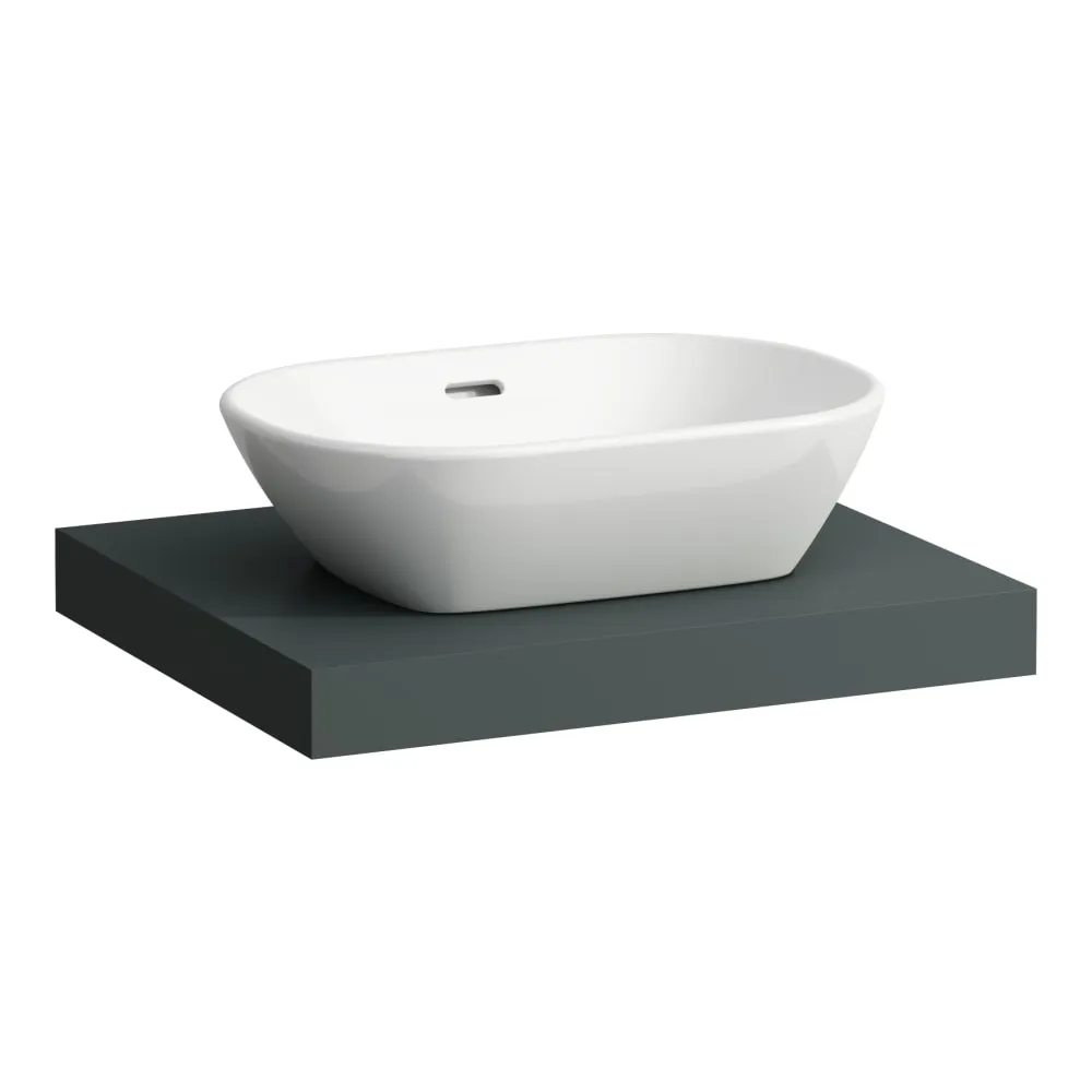 LAUFEN LANI Umyvadlová deska 600, s výřezem uprostřed, tloušťka: 65 mm, vč. 2 nástěnných držáků 585 x 495 x 65 mm #H4046411122661 - 266 - Šedá traffic