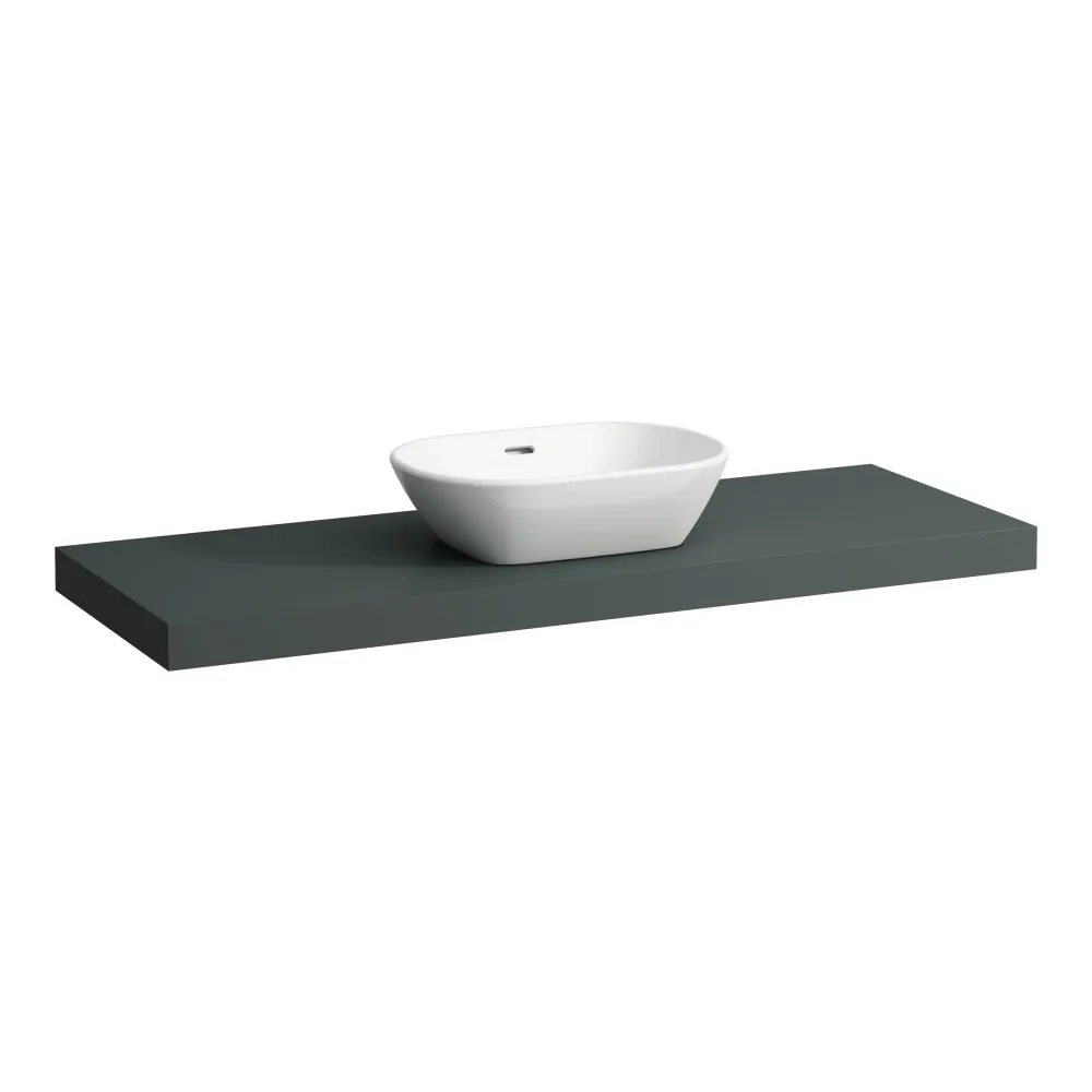 LAUFEN LANI Umyvadlová deska 1400, s výřezem uprostřed, tloušťka: 65 mm, vč. 3 nástěnných držáků 1370 x 495 x 65 mm #H4046811122661 - 266 - Šedá traffic