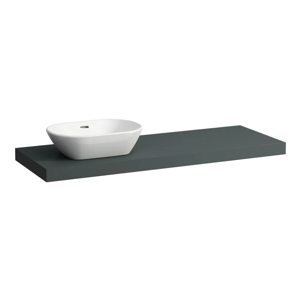 LAUFEN LANI Umyvadlová deska 1400, s výřezem vlevo, tloušťka: 65 mm, vč. 3 nástěnných držáků 1370 x 495 x 65 mm #H4046821122661 - 266 - Šedá traffic