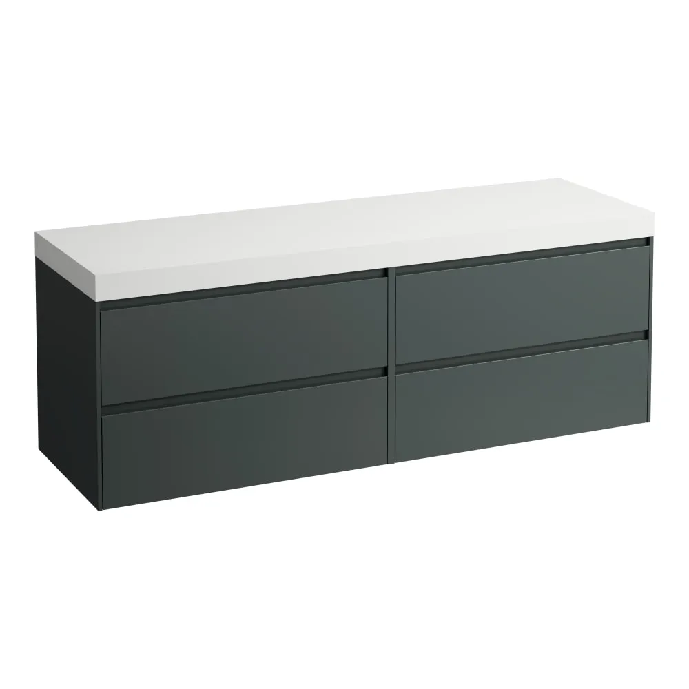 LAUFEN LANI Modulární sestava 1600, umyvadlová deska 65 mm (.260 bílá mat), bez výřezu, se 4 zásuvkami: zásuvkový element 800 + zásuvkový element 800 1570 x 495 x 580 mm #H4045901122661 - 266 - Šedá traffic