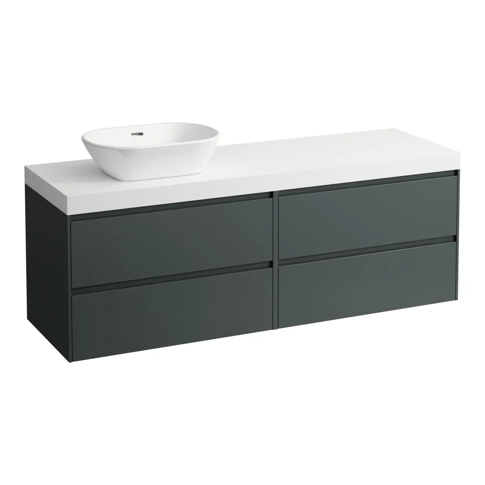 LAUFEN LANI Modulární sestava 1600, umyvadlová deska 65 mm (.260 bílá mat), s výřezem vlevo, se 4 zásuvkami: zásuvkový element 800 pravý + zásuvkový element 800 levý 1570 x 495 x 580 mm #H4045921122661 - 266 - Šedá traffic