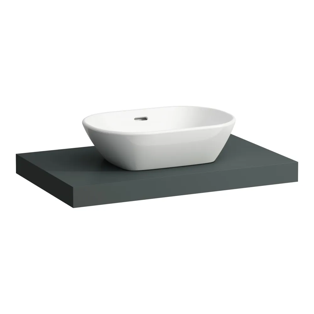 LAUFEN LANI Umyvadlová deska 800, s výřezem uprostřed, tloušťka: 65 mm, vč. 2 nástěnných držáků 785 x 495 x 65 mm #H4046511122661 - 266 - Šedá traffic