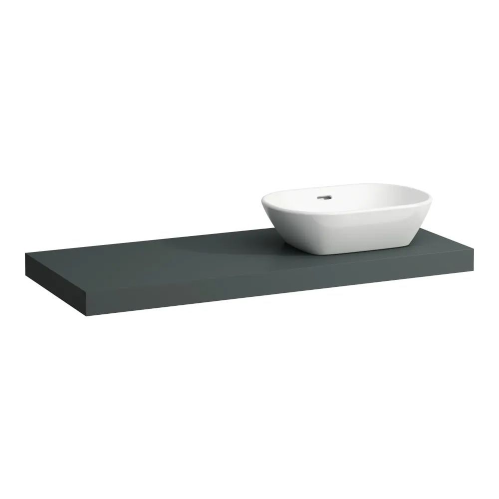LAUFEN LANI Umyvadlová deska 1200, s výřezem vpravo, tloušťka: 65 mm, vč. 2 nástěnných držáků 1185 x 495 x 65 mm #H4046731122661 - 266 - Šedá traffic