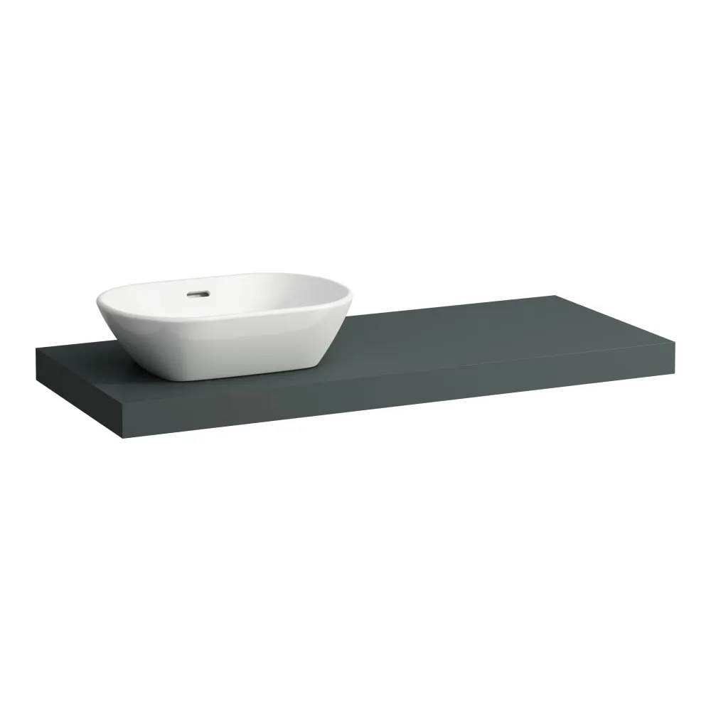 LAUFEN LANI Umyvadlová deska 1200, s výřezem vlevo, tloušťka: 65 mm, vč. 2 nástěnných držáků 1185 x 495 x 65 mm #H4046721122661 - 266 - Šedá traffic