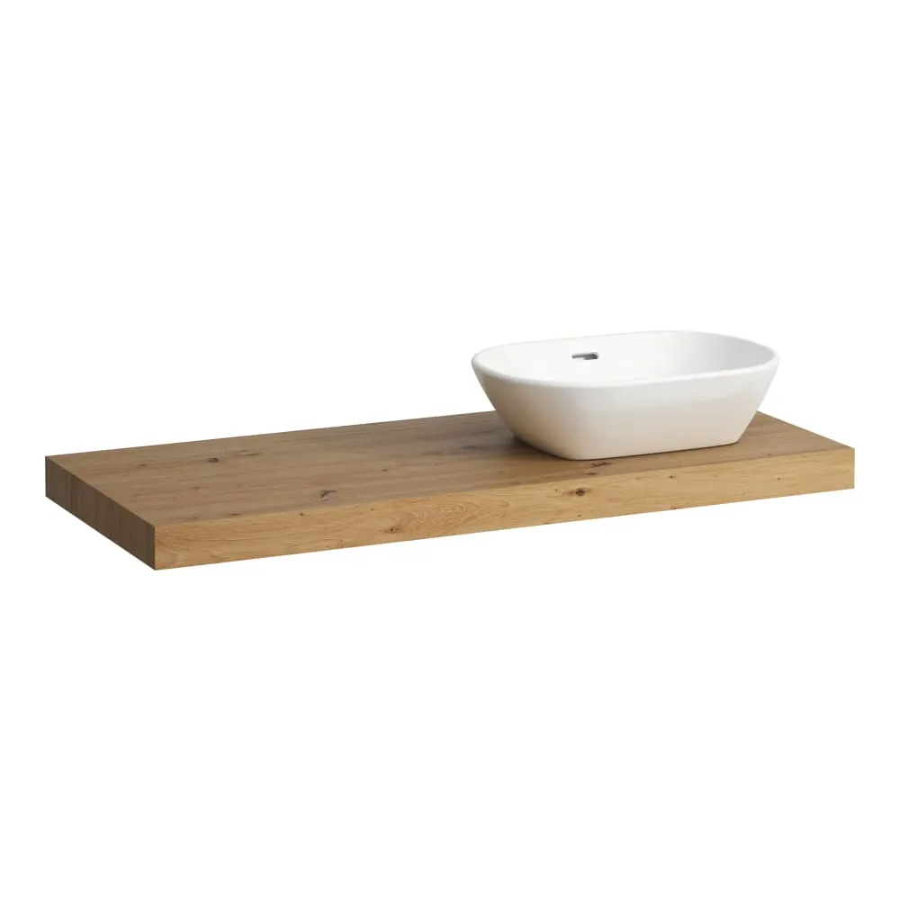 LAUFEN LANI Umyvadlová deska 1200, s výřezem vpravo, tloušťka: 65 mm, vč. 2 nástěnných držáků 1185 x 495 x 65 mm #H4046731122671 - 267 - Divoký dub