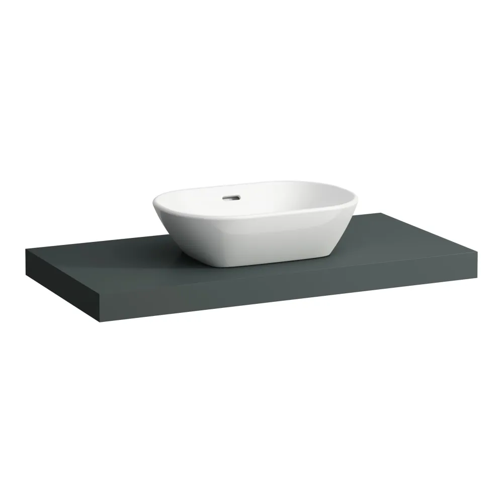 LAUFEN LANI Umyvadlová deska 1000, s výřezem uprostřed, tloušťka: 65 mm, vč. 2 nástěnných držáků 985 x 495 x 65 mm #H4046611122661 - 266 - Šedá traffic