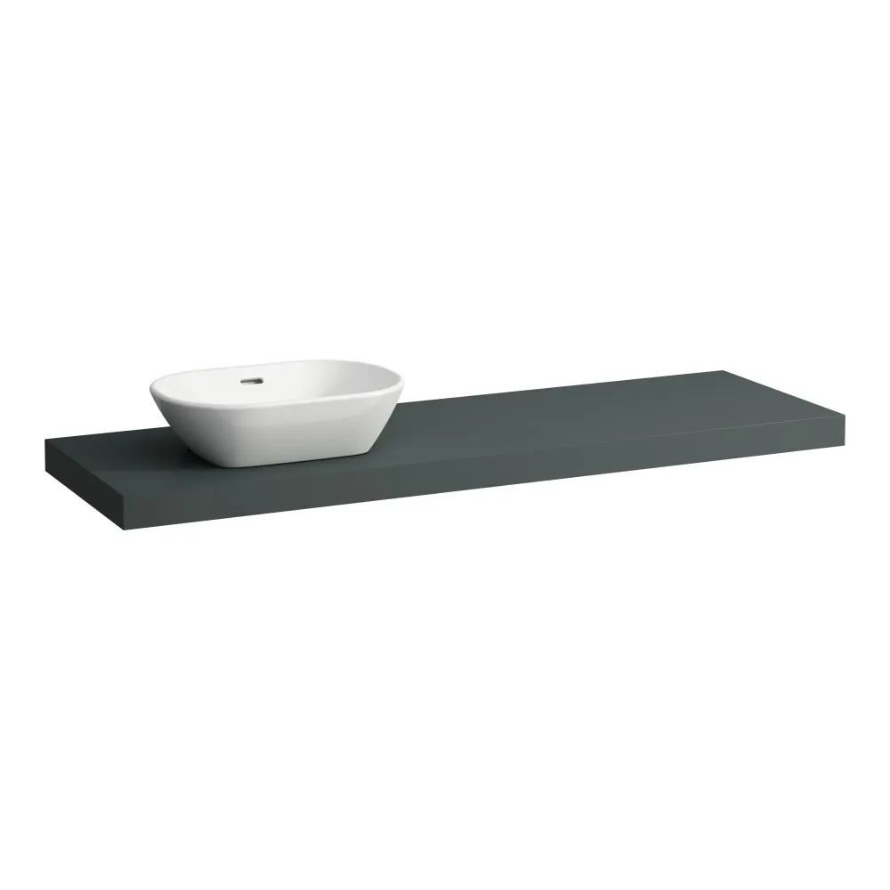 LAUFEN LANI Umyvadlová deska 1600, s výřezem vlevo, tloušťka: 65 mm, vč. 3 nástěnných držáků 1570 x 495 x 65 mm #H4046921122661 - 266 - Šedá traffic