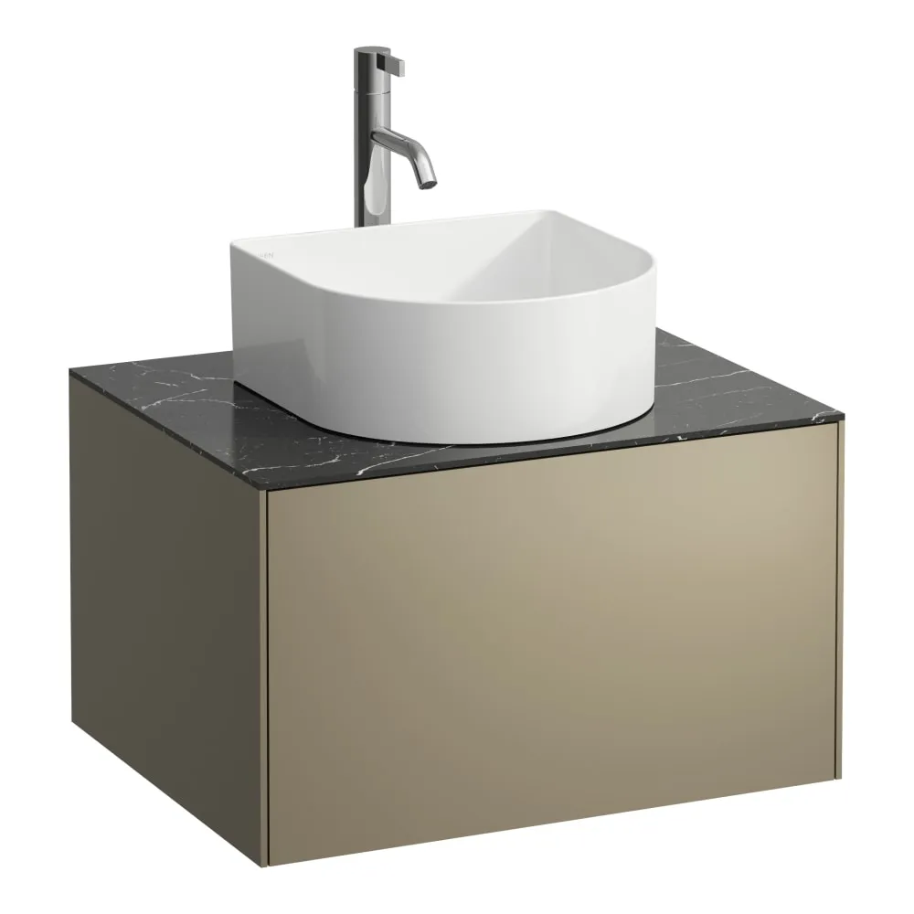 LAUFEN SONAR Skříňka pod umyvadlo, s 1 zásuvkou, pro umyvadlové mísy H812340, H812341, H812342, H812343, s výřezem uprostřed vč. otvoru pro baterii uprostřed 575 x 455 x 340 mm #H4054050341421 - 142 - Titan & nero marquina