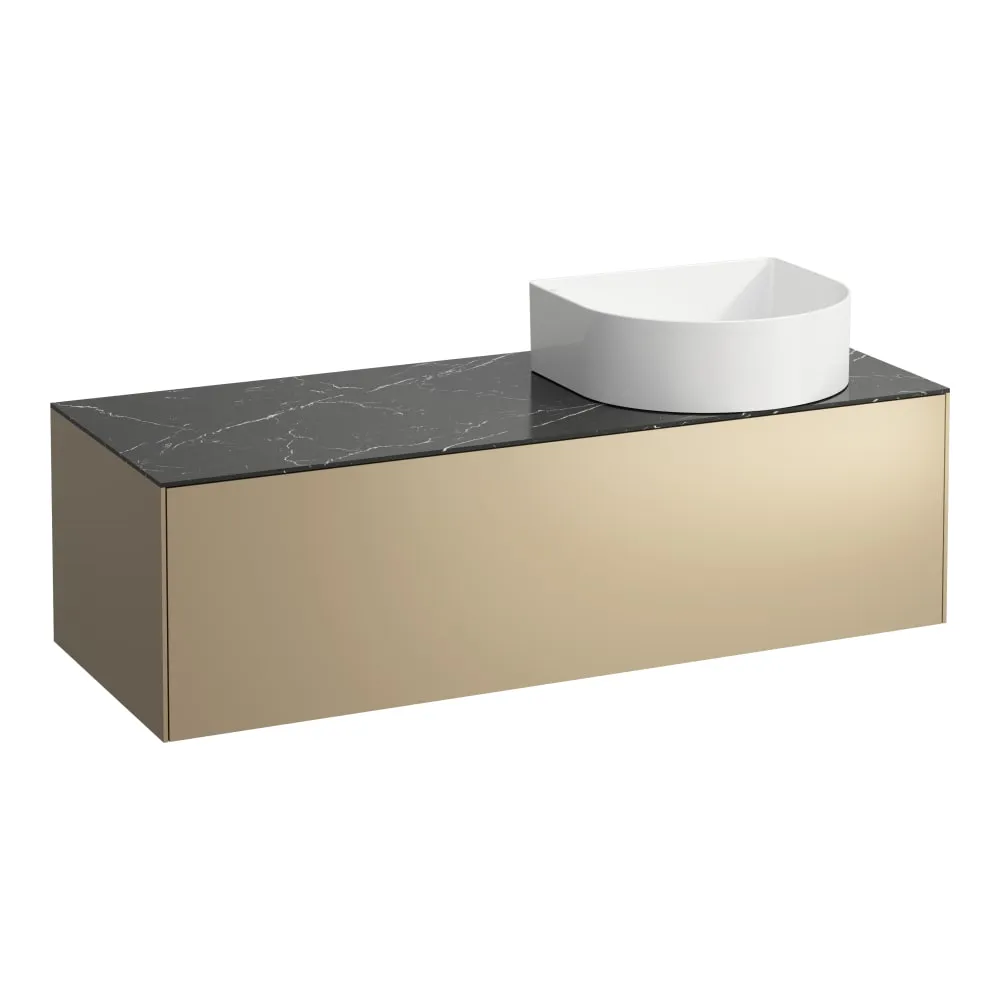 LAUFEN SONAR Skříňka pod umyvadlo, s 1 zásuvkou, pro umyvadlové mísy H812340, H812341, H812342, H812343, s výřezem vpravo 1175 x 455 x 340 mm #H4054230341401 - 140 - Zlato & nero marquina
