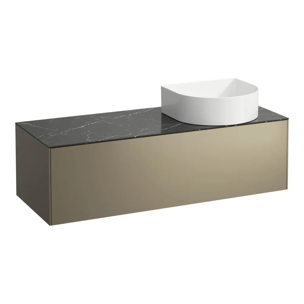 LAUFEN SONAR Skříňka pod umyvadlo, s 1 zásuvkou, pro umyvadlové mísy H812340, H812341, H812342, H812343, s výřezem vpravo 1175 x 455 x 340 mm #H4054230341421 - 142 - Titan & nero marquina