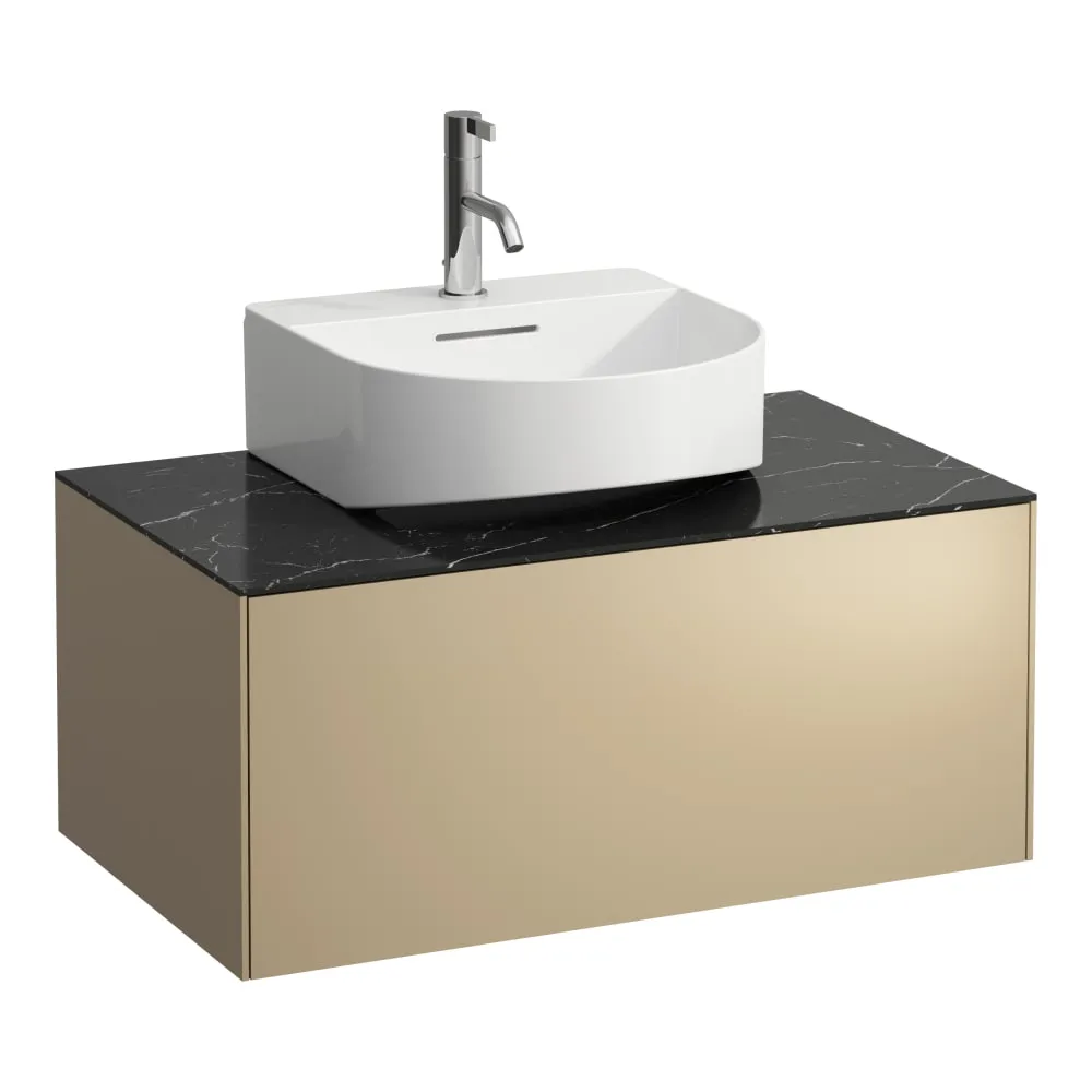 LAUFEN SONAR Skříňka pod umyvadlo, s 1 zásuvkou, pro umývátka H816341, H816342, s výřezem uprostřed 775 x 455 x 340 mm #H4054410341401 - 140 - Zlato & nero marquina