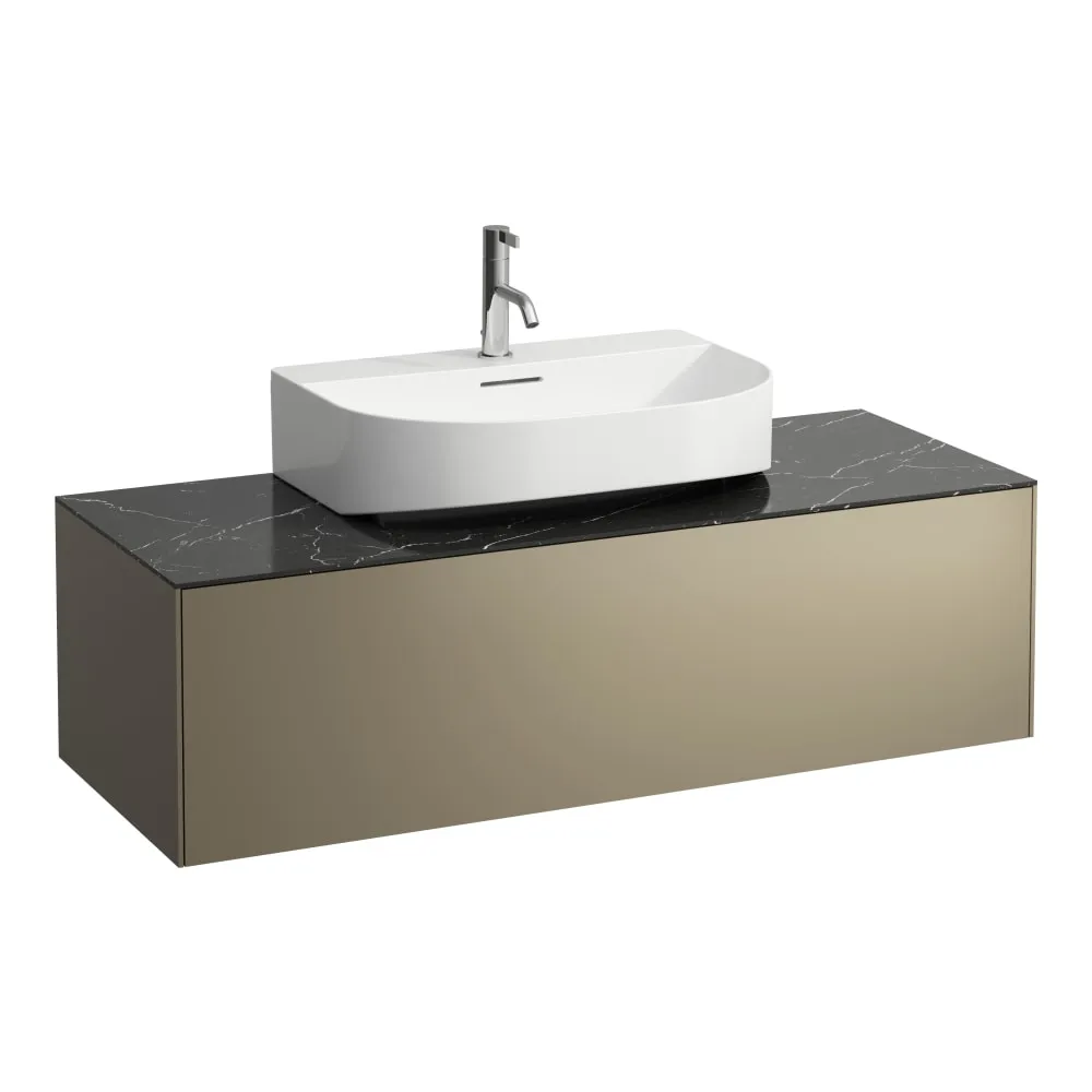 LAUFEN SONAR Skříňka pod umyvadlo, s 1 zásuvkou, pro umývátka H816341, H816342, s výřezem uprostřed 1175 x 455 x 340 mm #H4054510341421 - 142 - Titan & nero marquina