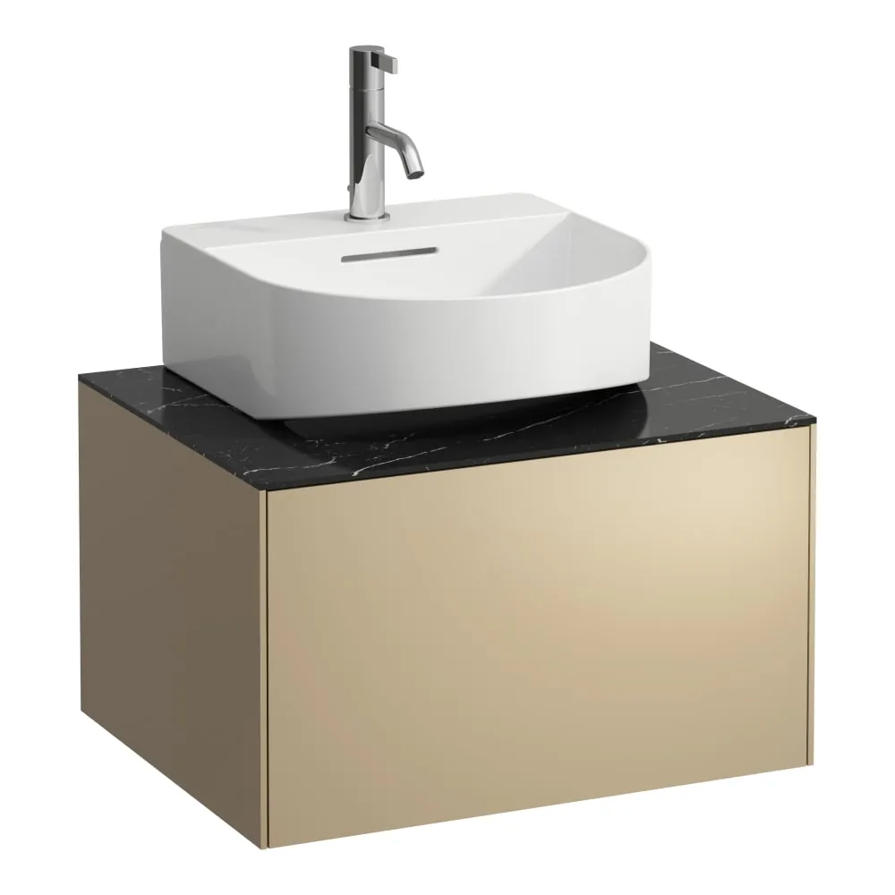 LAUFEN SONAR Skříňka pod umyvadlo, s 1 zásuvkou, pro umývátko H816341, s výřezem uprostřed 575 x 455 x 340 mm #H4054310341401 - 140 - Zlato & nero marquina