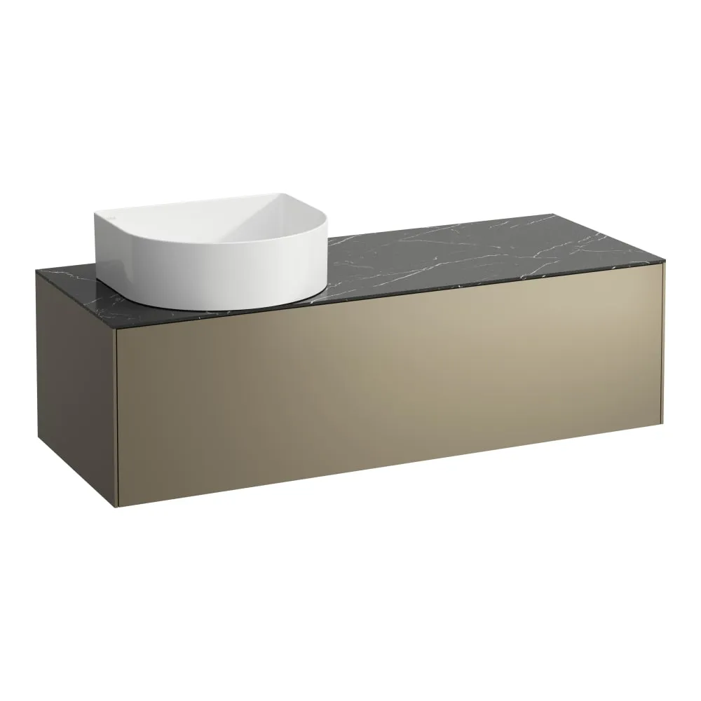LAUFEN SONAR Skříňka pod umyvadlo, s 1 zásuvkou, pro umyvadlové mísy H812340, H812341, H812342, H812343, s výřezem vlevo 1175 x 455 x 340 mm #H4054220341421 - 142 - Titan & nero marquina