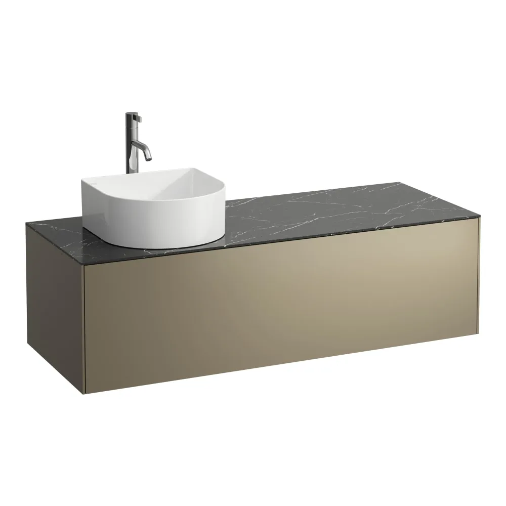 LAUFEN SONAR Skříňka pod umyvadlo, s 1 zásuvkou, pro umyvadlové mísy H812340, H812341, H812342, H812343, s výřezem vlevo vč. otvoru pro baterii uprostřed 1175 x 455 x 340 mm #H4054260341421 - 142 - Titan & nero marquina