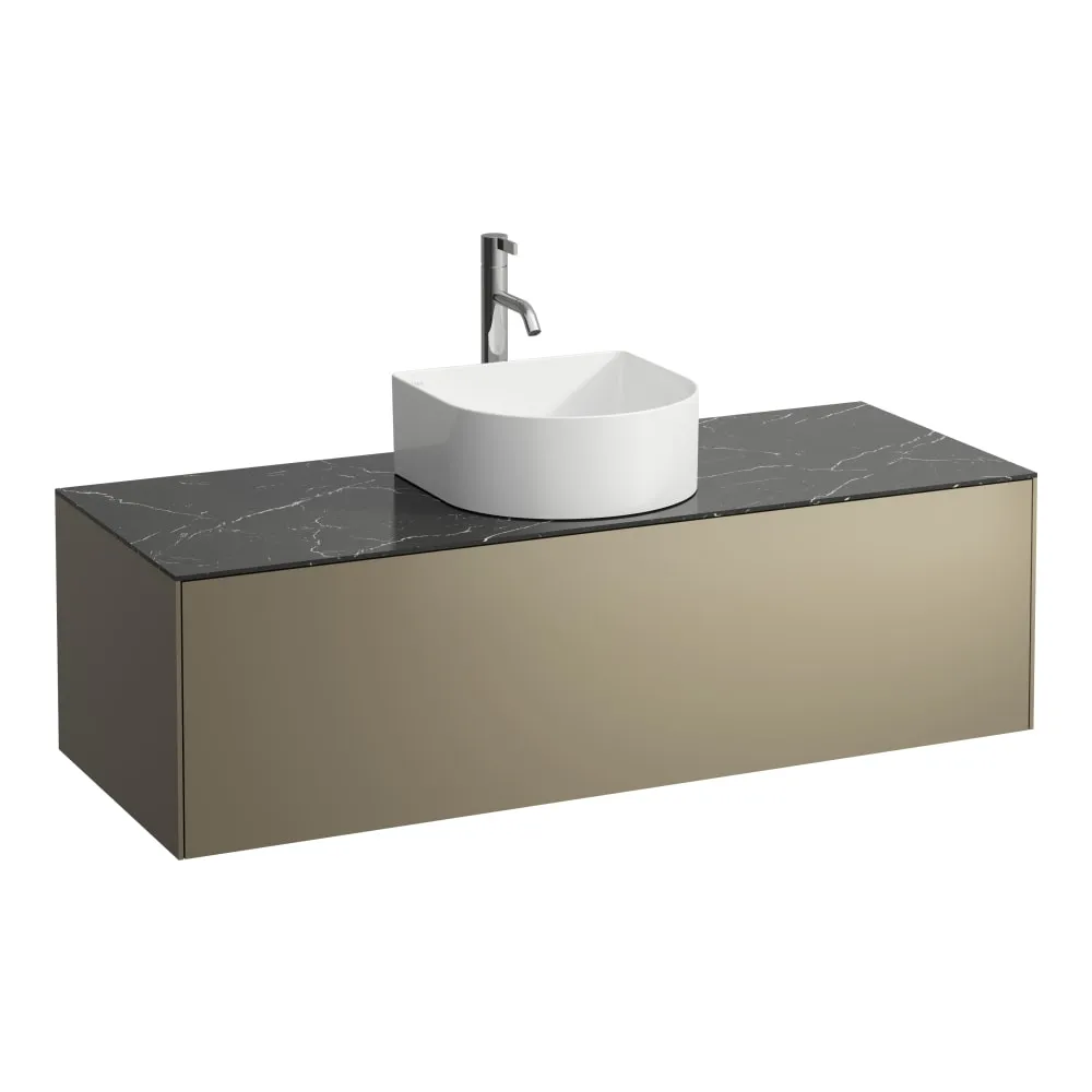 LAUFEN SONAR Skříňka pod umyvadlo, s 1 zásuvkou, pro umyvadlové mísy H812340, H812341, H812342, H812343, s výřezem uprostřed vč. otvoru pro baterii uprostřed 1175 x 455 x 340 mm #H4054250341421 - 142 - Titan & nero marquina