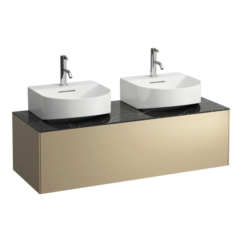 LAUFEN SONAR Skříňka pod umyvadlo, s 1 zásuvkou, pro umývátka H816341, s výřezy vlevo a vpravo 1175 x 455 x 340 mm #H4054540341401 - 140 - Zlato & nero marquina