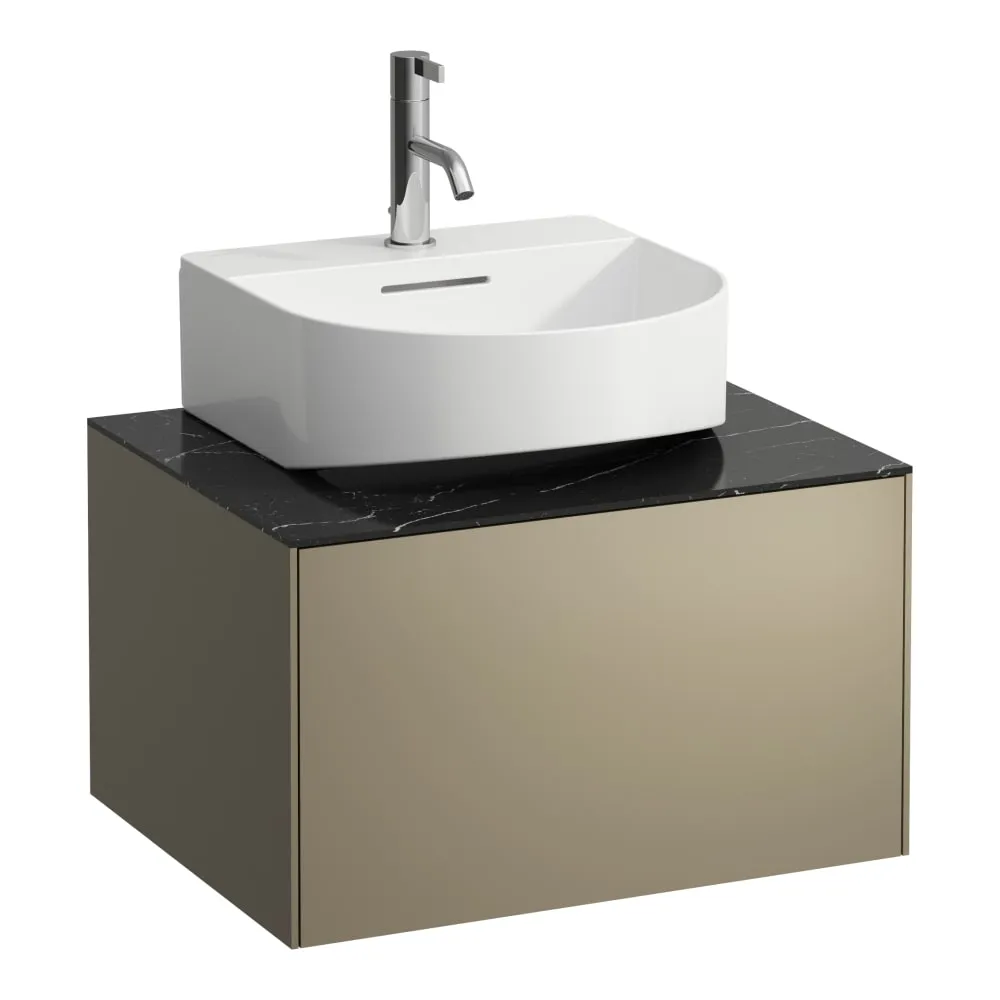 LAUFEN SONAR Skříňka pod umyvadlo, s 1 zásuvkou, pro umývátko H816341, s výřezem uprostřed 575 x 455 x 340 mm #H4054310341421 - 142 - Titan & nero marquina