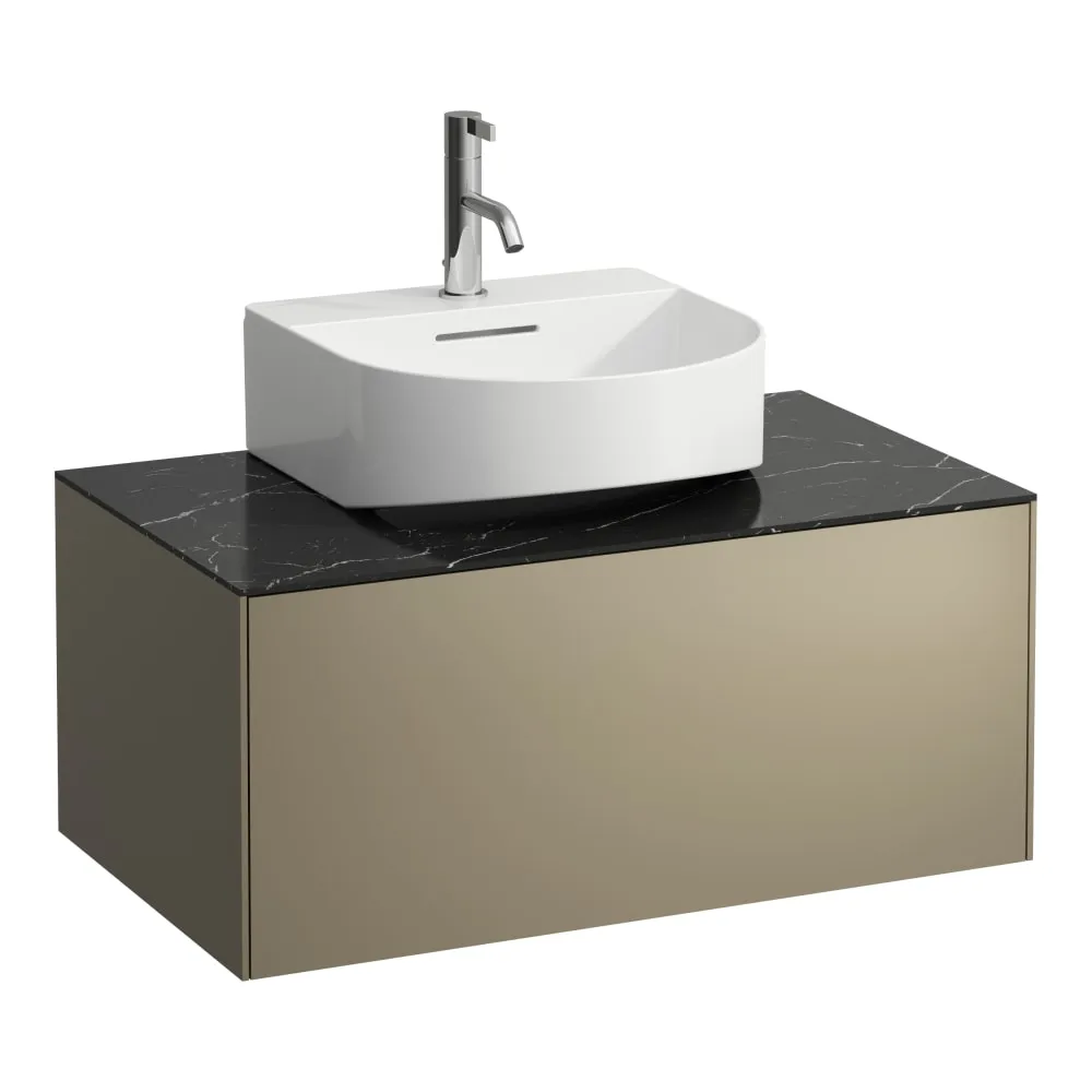 LAUFEN SONAR Skříňka pod umyvadlo, s 1 zásuvkou, pro umývátka H816341, H816342, s výřezem uprostřed 775 x 455 x 340 mm #H4054410341421 - 142 - Titan & nero marquina