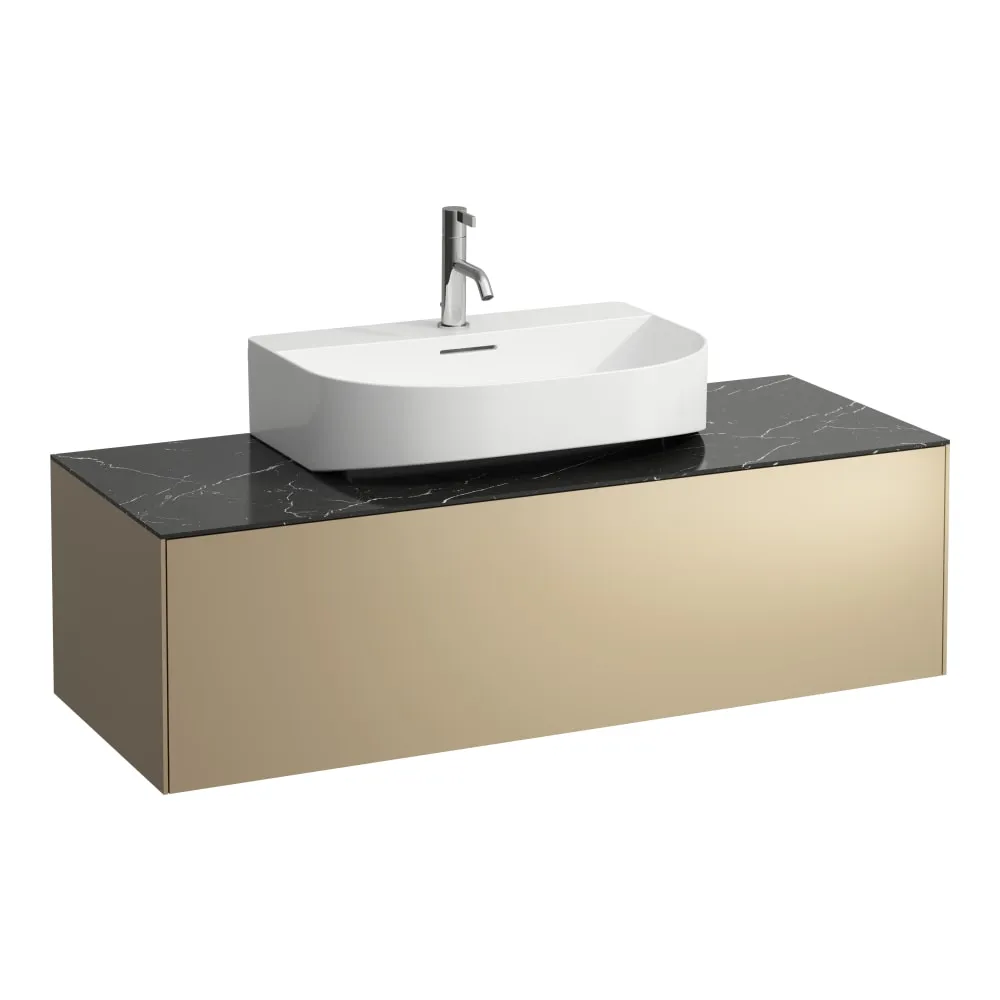 LAUFEN SONAR Skříňka pod umyvadlo, s 1 zásuvkou, pro umývátka H816341, H816342, s výřezem uprostřed 1175 x 455 x 340 mm #H4054510341401 - 140 - Zlato & nero marquina