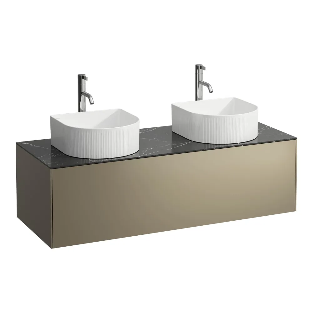 LAUFEN SONAR Skříňka pod umyvadlo, s 1 zásuvkou, pro umyvadlové mísy H812340, H812341, H812342, H812343, s výřezy vlevo a vpravo vč. otvorů pro baterii uprostřed 1175 x 455 x 340 mm #H4054280341421 - 142 - Titan & nero marquina