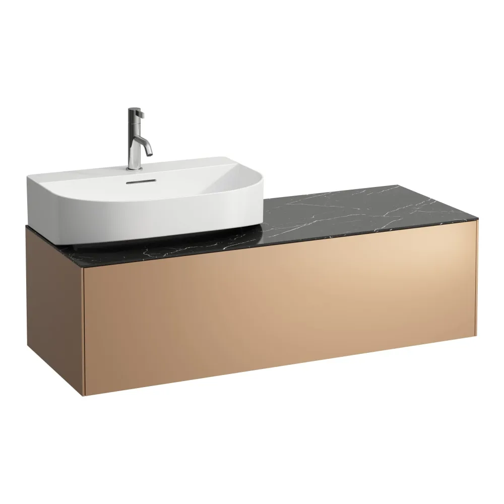 LAUFEN SONAR Skříňka pod umyvadlo, s 1 zásuvkou, pro umývátka H816341, H816342, s výřezem vlevo 1175 x 455 x 340 mm #H4054520341411 - 141 - Měď & nero marquina