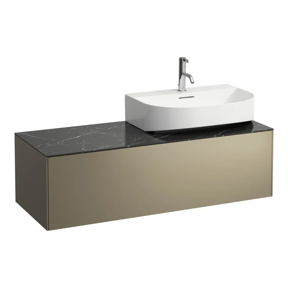 LAUFEN SONAR Skříňka pod umyvadlo, s 1 zásuvkou, pro umývátka H816341, H816342, s výřezem vpravo 1175 x 455 x 340 mm #H4054530341421 - 142 - Titan & nero marquina