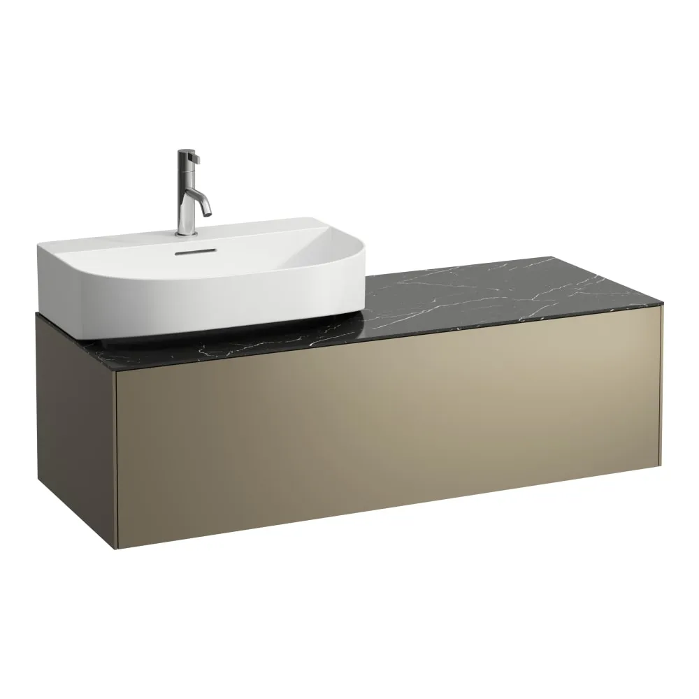 LAUFEN SONAR Skříňka pod umyvadlo, s 1 zásuvkou, pro umývátka H816341, H816342, s výřezem vlevo 1175 x 455 x 340 mm #H4054520341421 - 142 - Titan & nero marquina