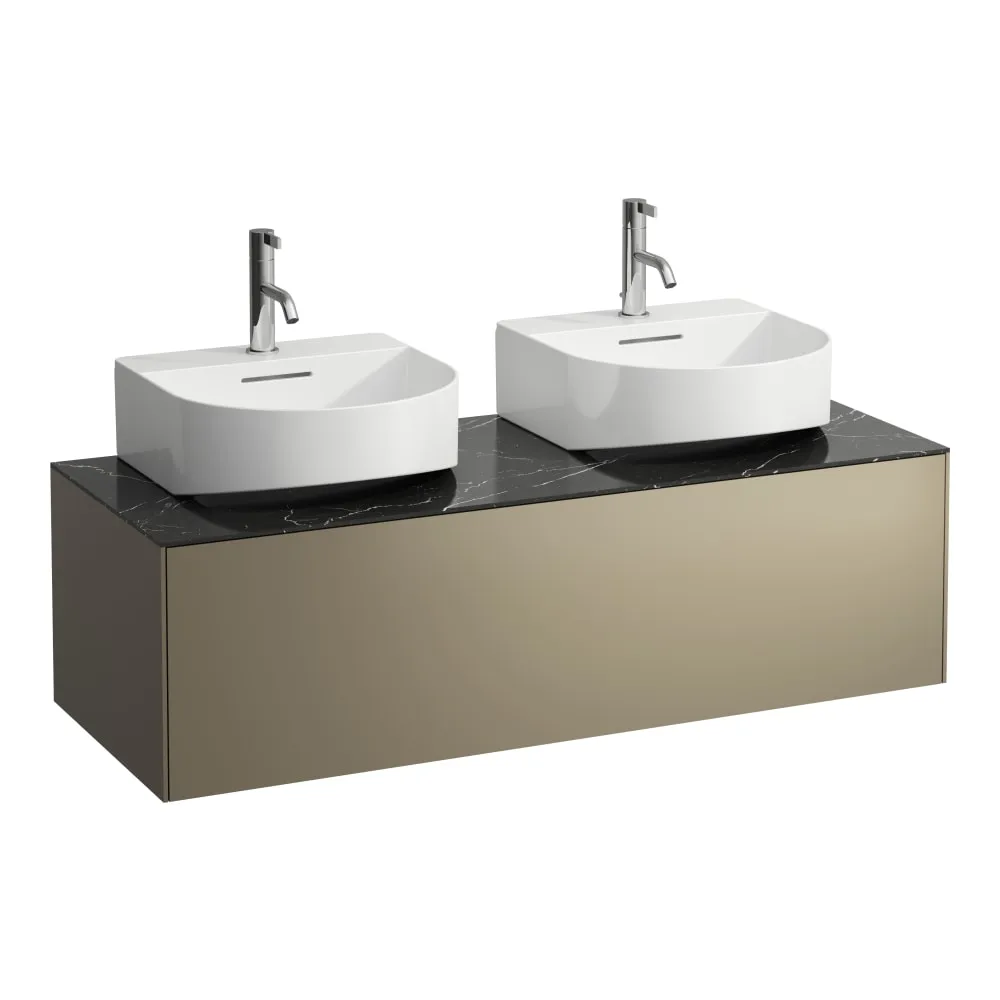 LAUFEN SONAR Skříňka pod umyvadlo, s 1 zásuvkou, pro umývátka H816341, s výřezy vlevo a vpravo 1175 x 455 x 340 mm #H4054540341421 - 142 - Titan & nero marquina