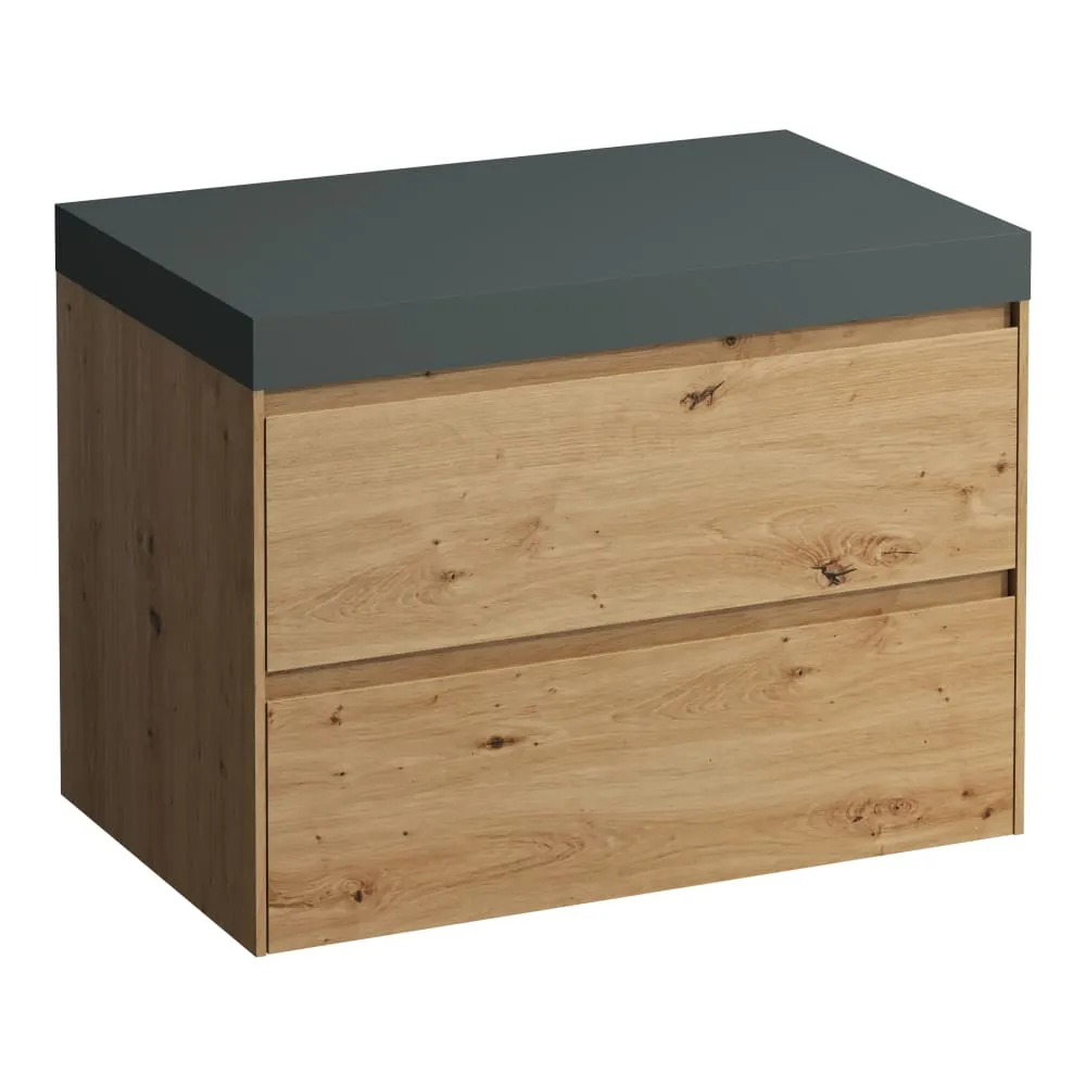 LAUFEN LANI Modulární sestava 800, umyvadlová deska 65 mm (.266 šedá traffic), bez výřezu, se 2 zásuvkami 785 x 495 x 580 mm #H4055501122671 - 267 - Divoký dub
