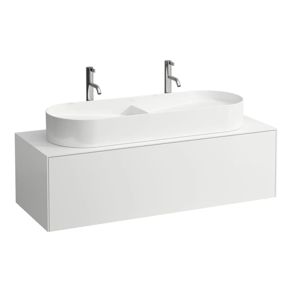 LAUFEN SONAR Skříňka pod umyvadlo, s 1 zásuvkou, pro umyvadlové mísy H812348, H812349, s výřezem uprostřed 1175 x 455 x 340 mm #H4054710341701 - 170 - Bílá mat