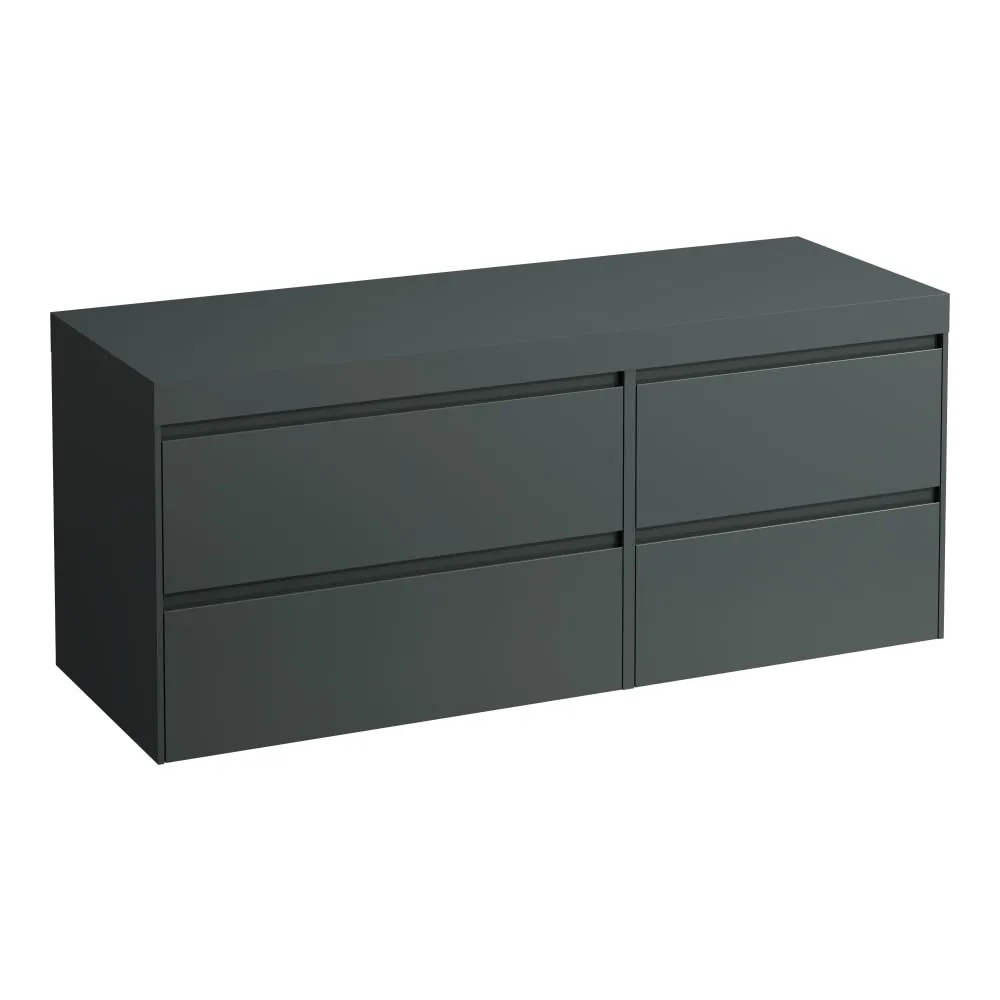 LAUFEN LANI Modulární sestava 1400, umyvadlová deska 65 mm (.266 šedá traffic), bez výřezu, se 4 zásuvkami: zásuvkový element 800 + zásuvkový element 600 1370 x 495 x 580 mm #H4055801122661 - 266 - Šedá traffic