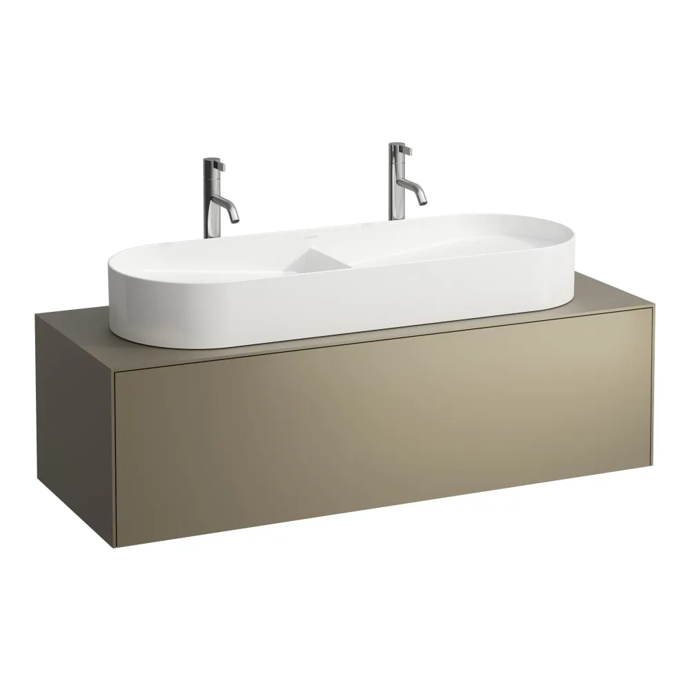 LAUFEN SONAR Skříňka pod umyvadlo, s 1 zásuvkou, pro umyvadlové mísy H812348, H812349, s výřezem uprostřed 1175 x 455 x 340 mm #H4054710340421 - 042 - Titan (lak)