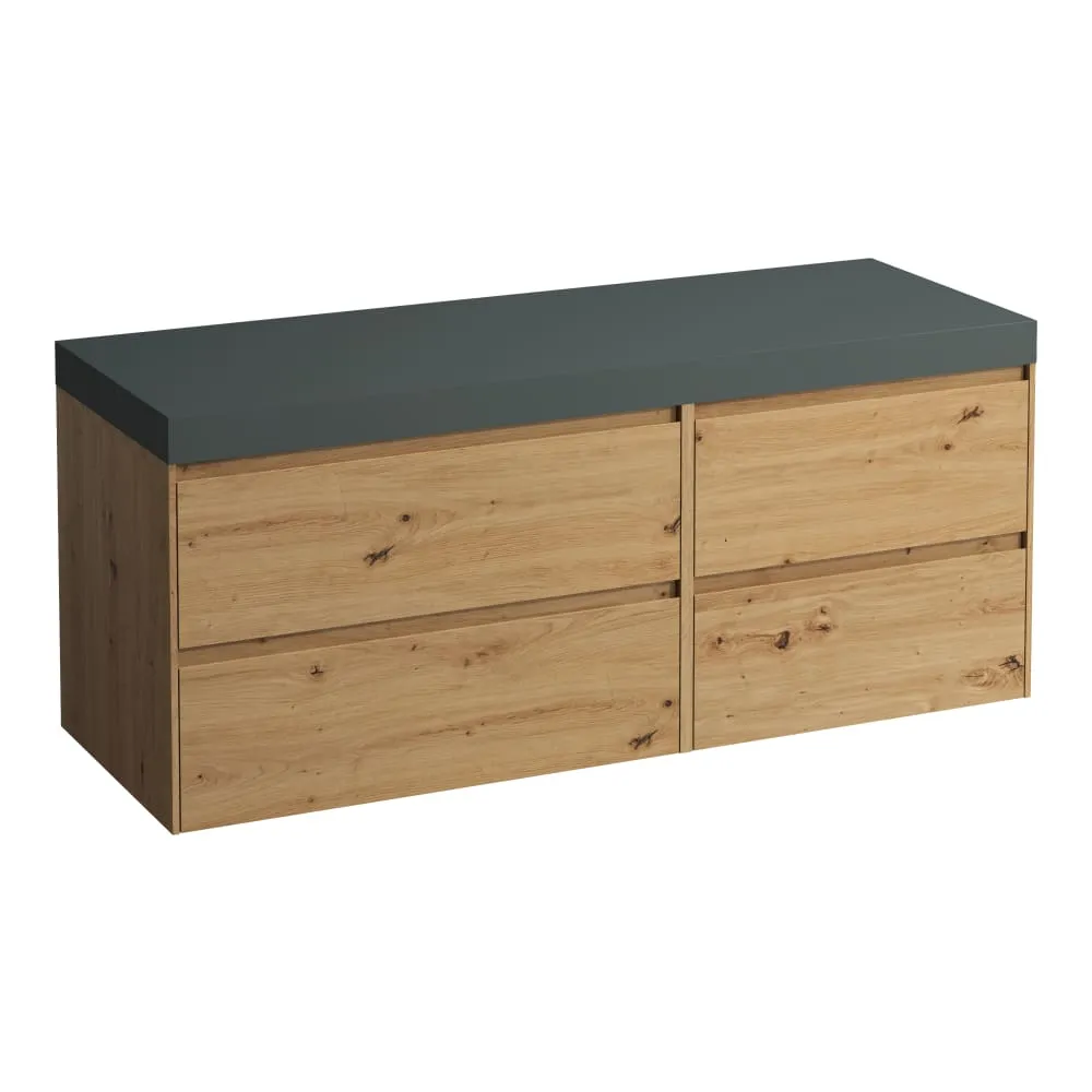 LAUFEN LANI Modulární sestava 1400, umyvadlová deska 65 mm (.266 šedá traffic), bez výřezu, se 4 zásuvkami: zásuvkový element 800 + zásuvkový element 600 1370 x 495 x 580 mm #H4055801122671 - 267 - Divoký dub