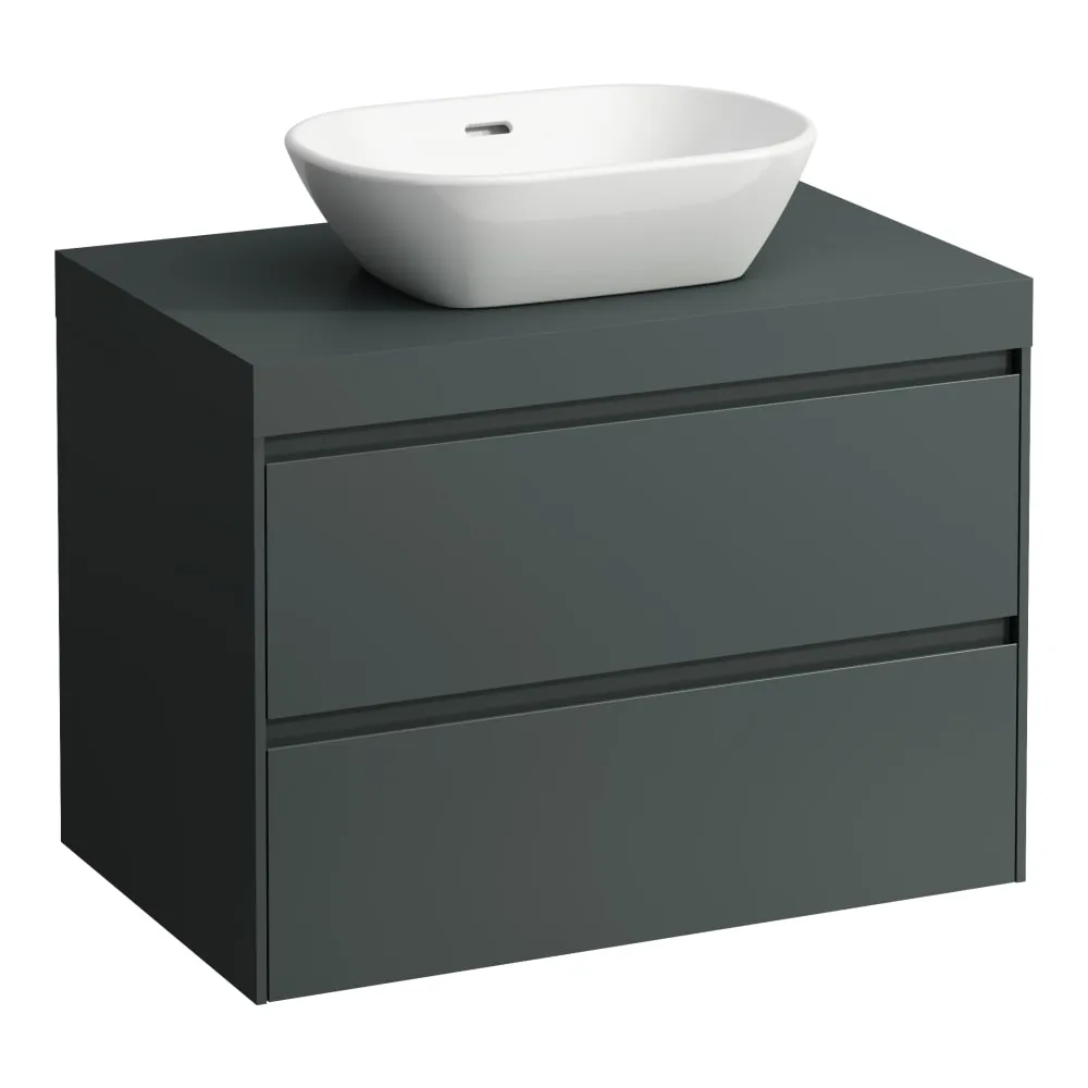 LAUFEN LANI Modulární sestava 800, umyvadlová deska 65 mm (.266 šedá traffic), s výřezem uprostřed, se 2 zásuvkami 785 x 495 x 580 mm #H4055511122661 - 266 - Šedá traffic