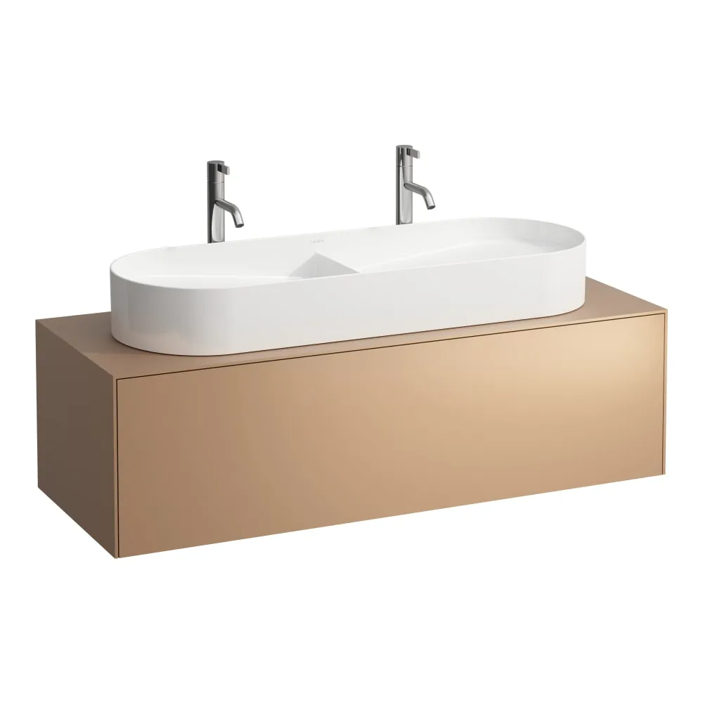 LAUFEN SONAR Skříňka pod umyvadlo, s 1 zásuvkou, pro umyvadlové mísy H812348, H812349, s výřezem uprostřed 1175 x 455 x 340 mm #H4054710340411 - 041 - Měď (lak)
