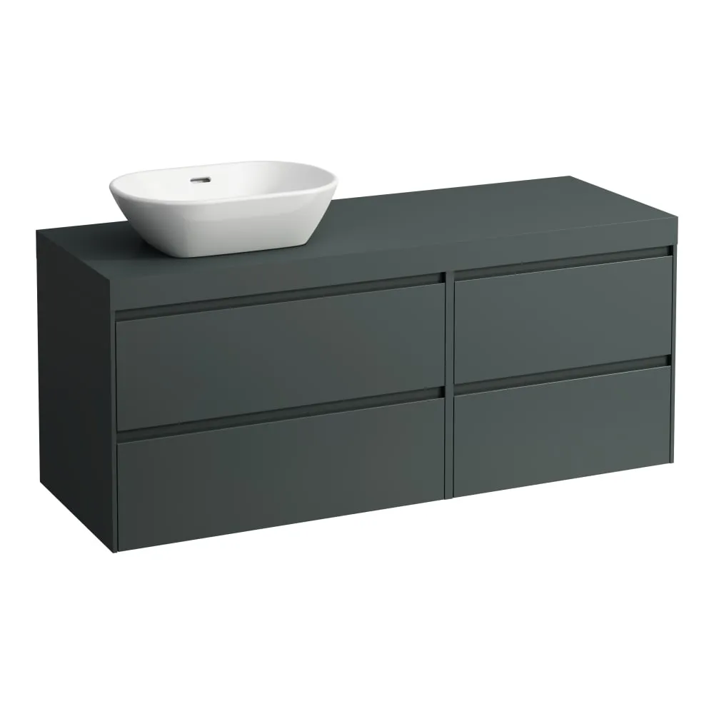 LAUFEN LANI Modulární sestava 1400, umyvadlová deska 65 mm (.266 šedá traffic), s výřezem vlevo, se 4 zásuvkami: zásuvkový element 800 levý + zásuvkový element 600 pravý 1370 x 495 x 580 mm #H4055821122661 - 266 - Šedá traffic
