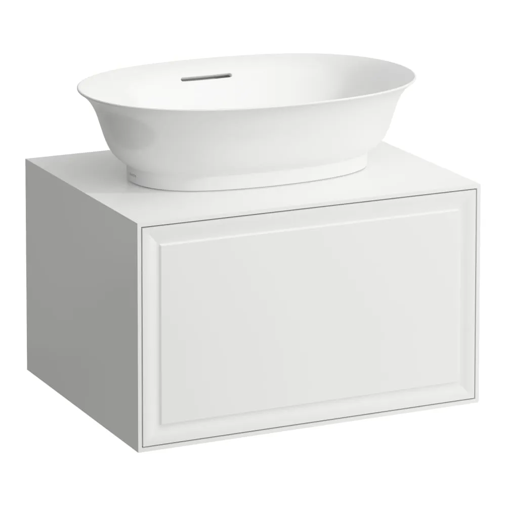 LAUFEN THE NEW CLASSIC Skříňka pod umyvadlo 600, s 1 zásuvkou, s výřezem uprostřed, pro umyvadlové mísy H812852, H812853 575 x 455 x 345 mm #H4060010856311 - 631 - Bílá lesk