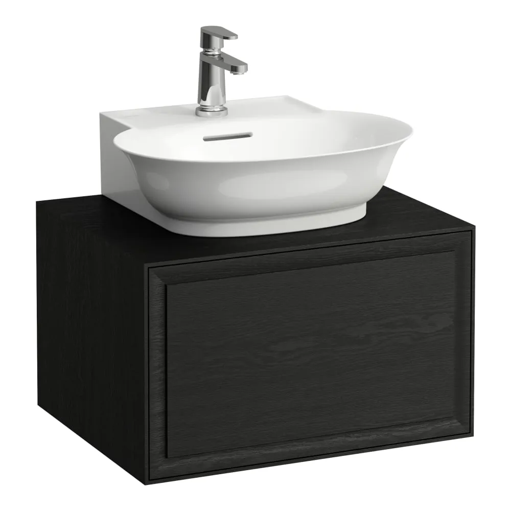 LAUFEN THE NEW CLASSIC Skříňka pod umyvadlo 600, s 1 zásuvkou, s výřezem uprostřed, pro umyvadla H816852 575 x 455 x 345 mm #H4060030856281 - 628 - Černěný dub
