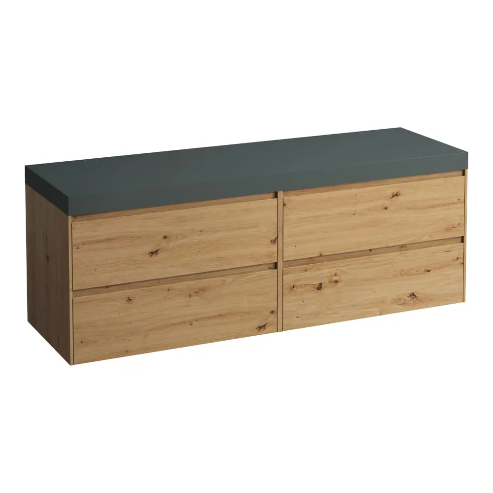 LAUFEN LANI Modulární sestava 1600, umyvadlová deska 65 mm (.266 šedá traffic), bez výřezu, se 4 zásuvkami: zásuvkový element 800 + zásuvkový element 800 1570 x 495 x 580 mm #H4055901122671 - 267 - Divoký dub