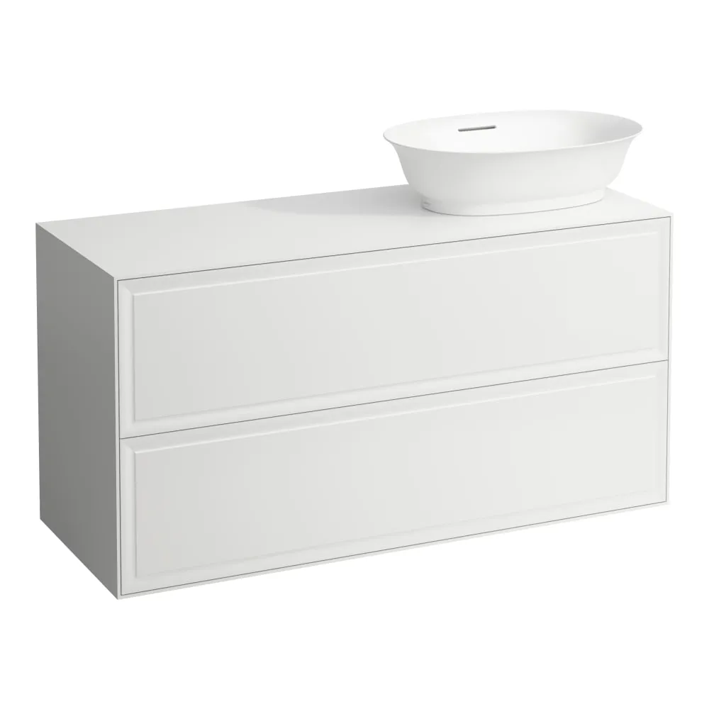 LAUFEN THE NEW CLASSIC Skříňka pod umyvadlo, se 2 zásuvkami, s výřezem vpravo, pro umyvadlové mísy H812852, H812853 1175 x 455 x 600 mm #H4060840856311 - 631 - Bílá lesk