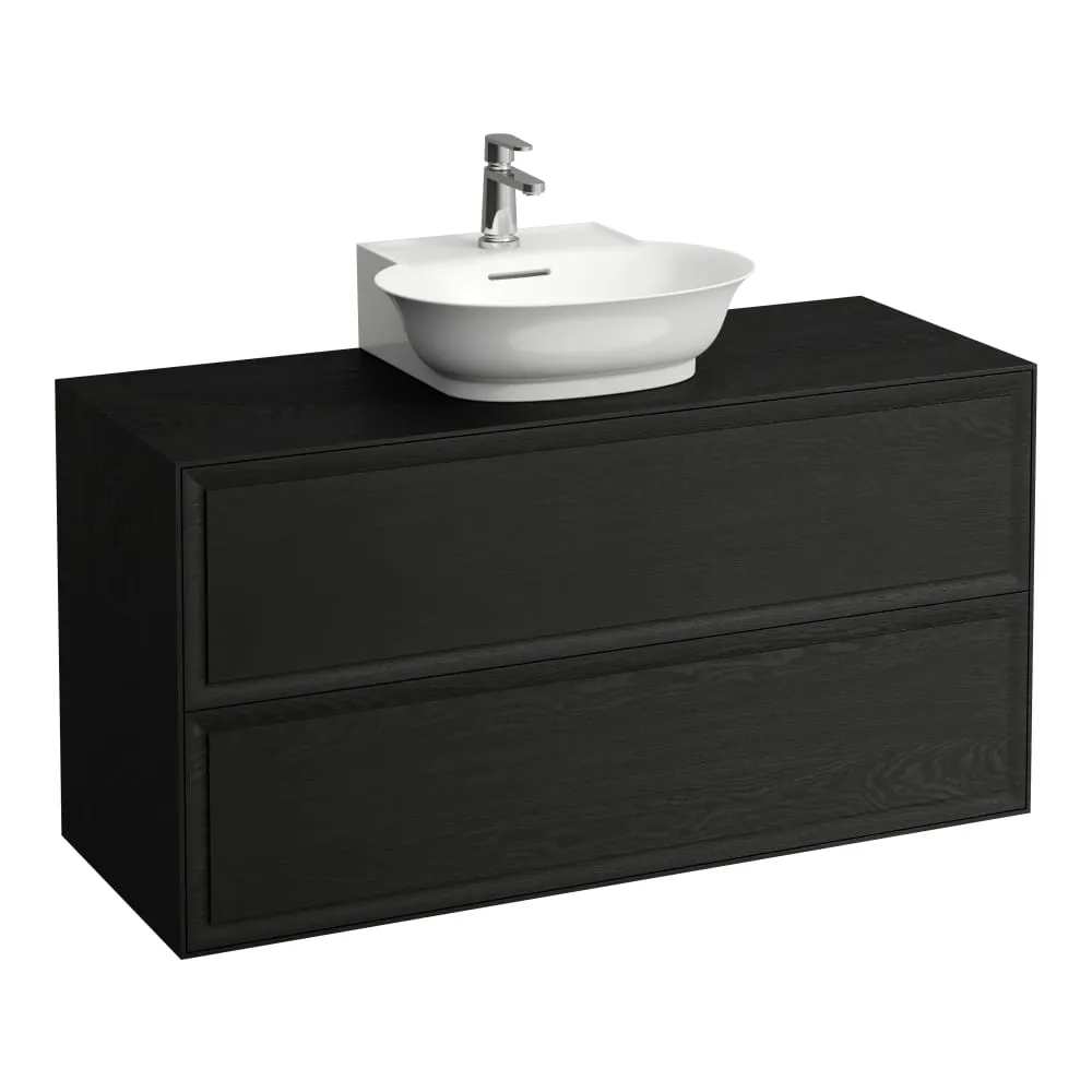 LAUFEN THE NEW CLASSIC Skříňka pod umyvadlo 1200, se 2 zásuvkami, s výřezem uprostřed, pro umyvadla H816852 1175 x 455 x 600 mm #H4060240856281 - 628 - Černěný dub