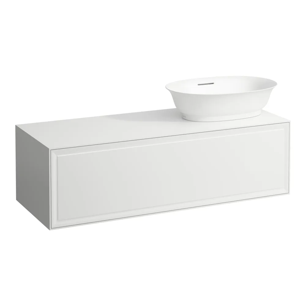 LAUFEN THE NEW CLASSIC Skříňka pod umyvadlo, s 1 zásuvkou, s výřezem vpravo, pro umyvadlové mísy H812852, H812853 1175 x 455 x 345 mm #H4060820856311 - 631 - Bílá lesk